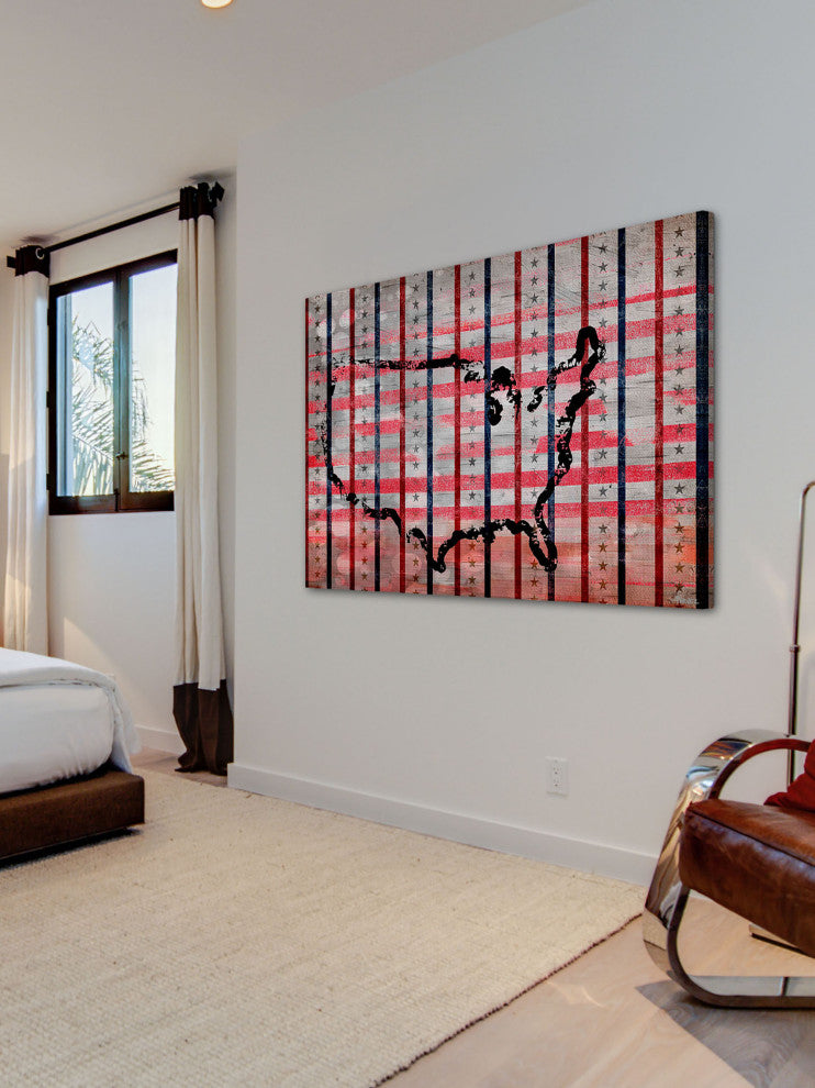 "USA Outline" Print on Canvas, 60"x40"