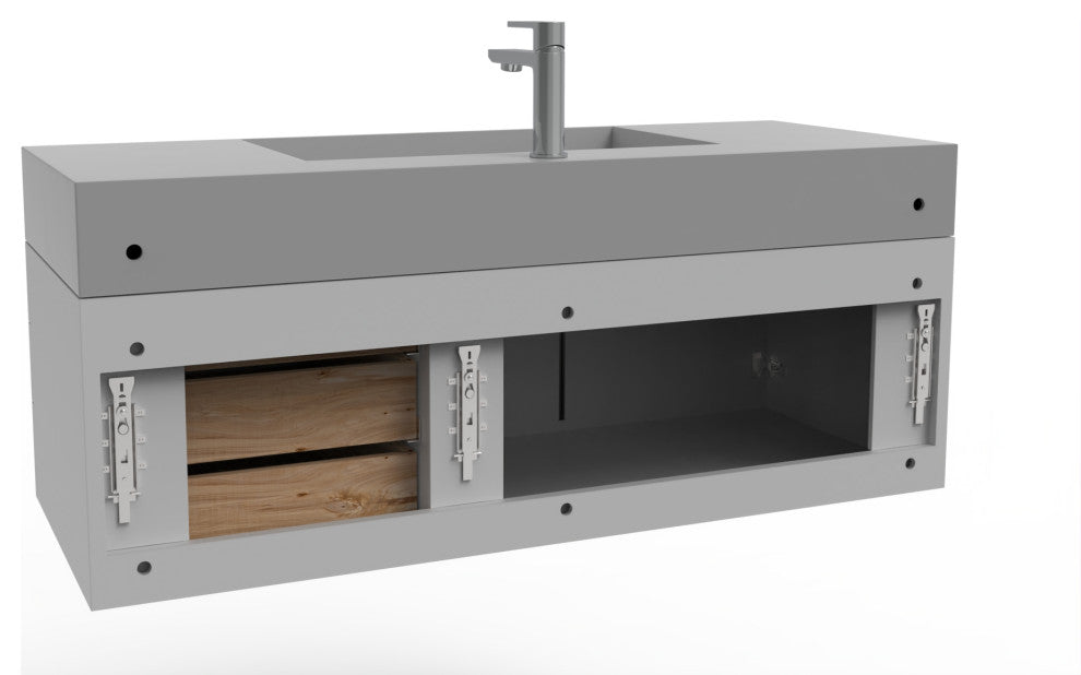 CastelloUSA Amazon 48" Wall Mounted Vanity Set, Gray, Gray Top, Black Handles