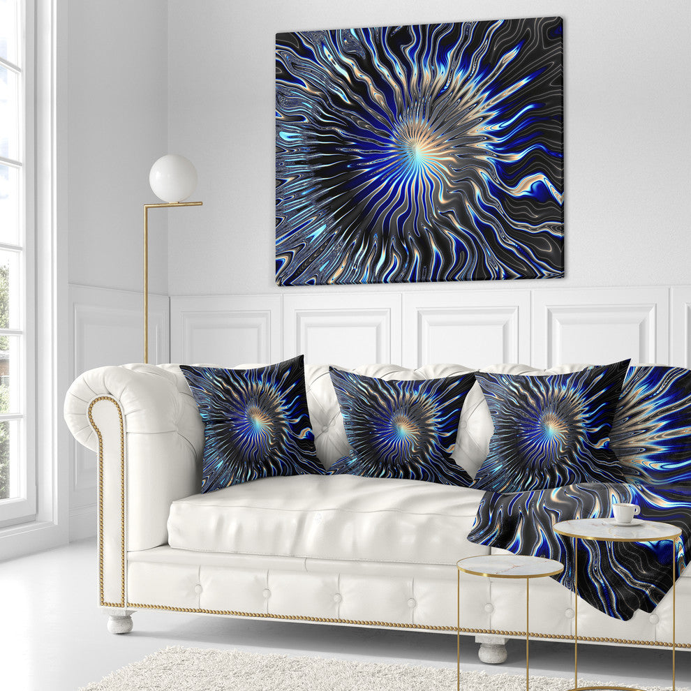 Blue Rays from the Circle Contemporary Throw Pillow, 16"x16"