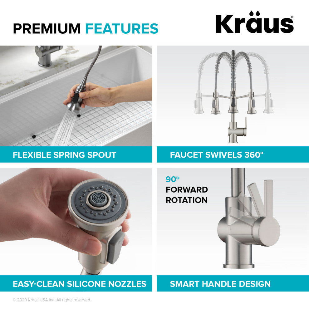 Britt Commercial Style 3-Function Pull-Down 1-Handle 1-Hole Kitchen Faucet, Brushed Brass (Model Kpf-1691bb)
