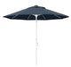 9' Matted White Collar Tilt Crank Aluminum Umbrella, Pacifica, Sapphire