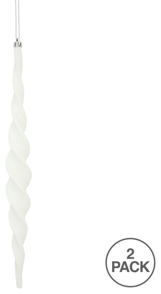 Vickerman N175111D 14.6" White Shiny Spiral Icicle Christmas Ornament