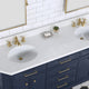Palace 72" Double Sink White Quartz Top, Faucet, Mirror, Blue, F2-0013 Faucets