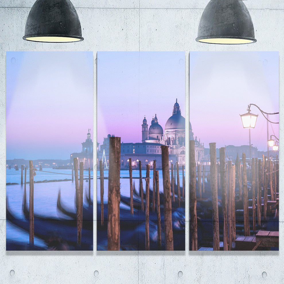 "Venice Sunset Panorama at Twilight" Metal Wall Art, 3 Panels, 36"x28"