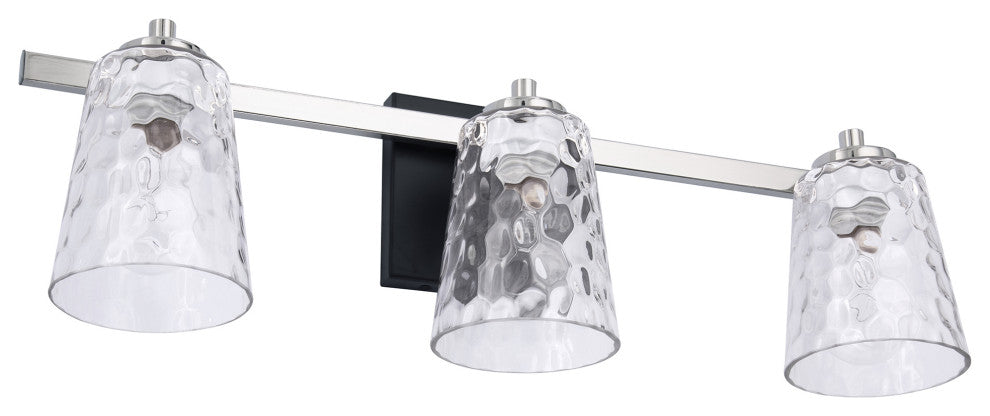 3-Light Modern Brushed Nickel Wall Sconce Vanity Light With Crystal Lampshade