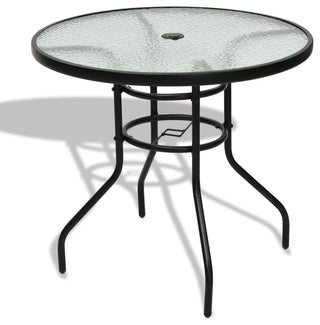 Modern 31.5" Patio Tempered Glass Steel Frame Round Table
