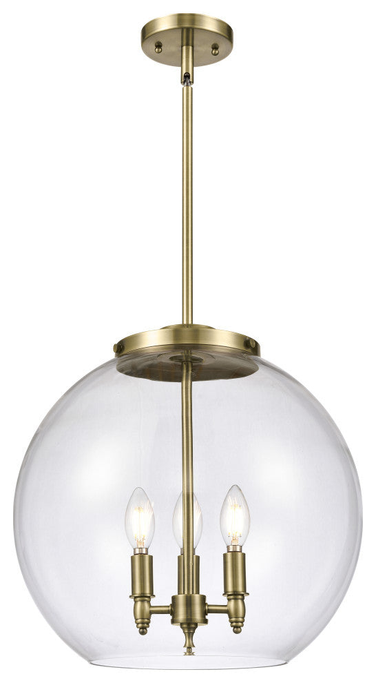 Athens Pendant, Antique Brass, Clear, Clear