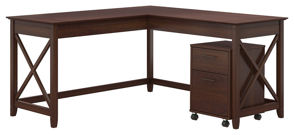 Key West 60W L-Shaped Desk With 2 Drawer Mobile File Cabinet