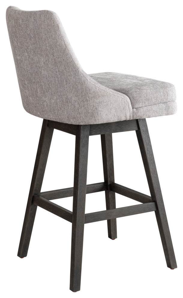 Branson Gray Solid Wood 30" Swivel Barstool, Gray Fabric, Set of 2