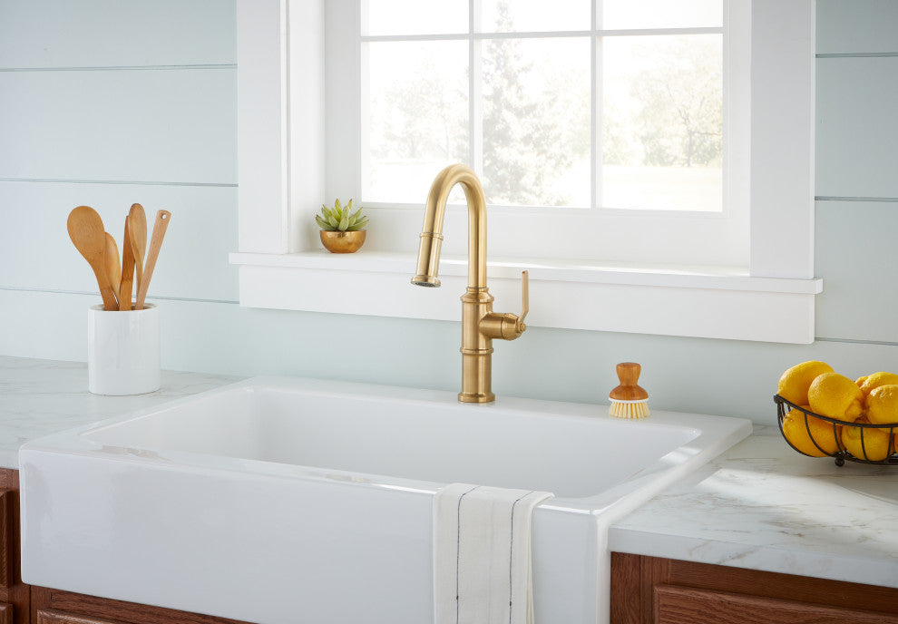 Kinzie Single Handle Pull-Down Prep Faucet, Brushed Bronze