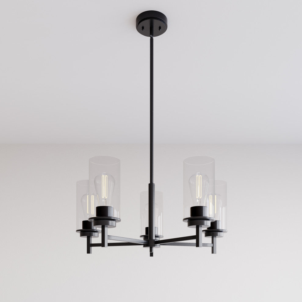5 Light 30" Matte Black Chandelier