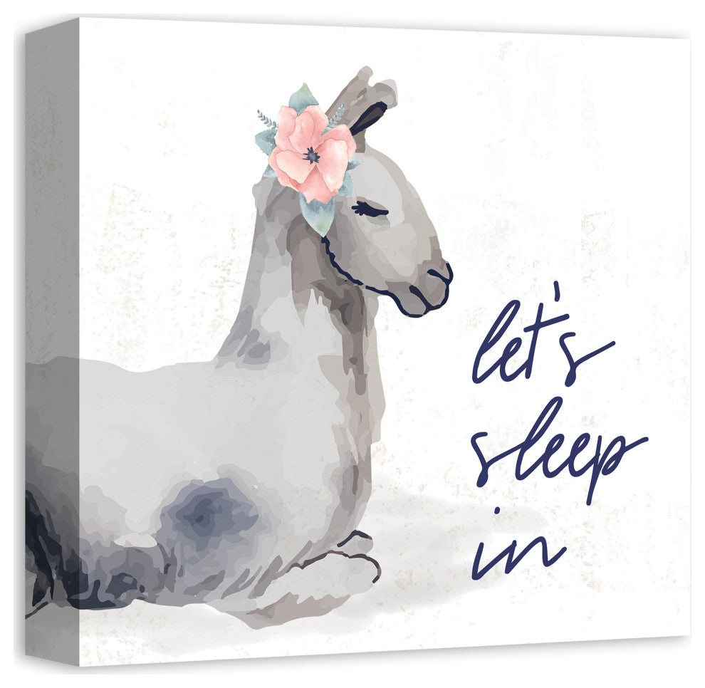 Let's Sleep In Llama 12x12 Canvas Wall Art
