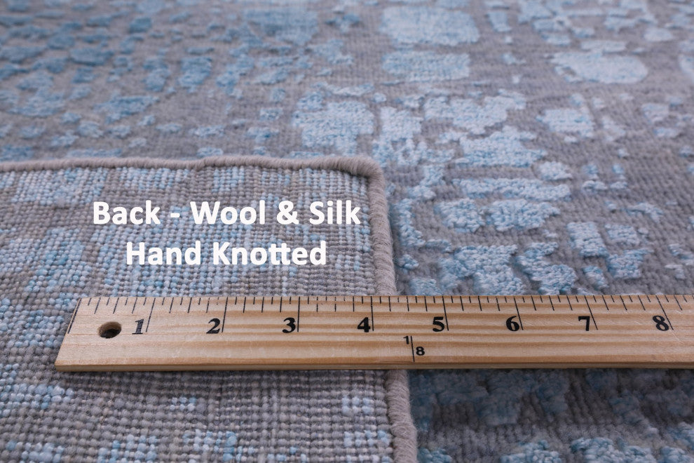Contemporary Handmade Wool and Silk Rug 8' 0" X 9' 10" Q6694