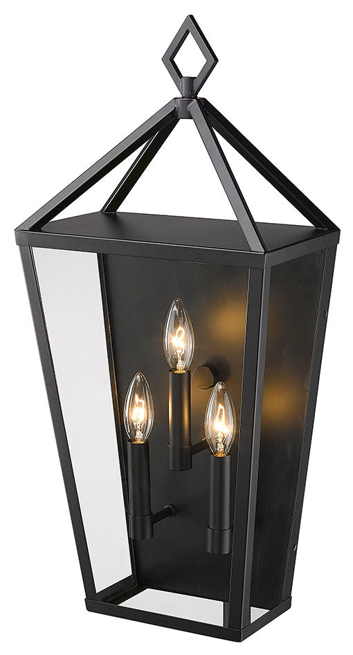 3 Light 24" Powder Coat Black Outdoor