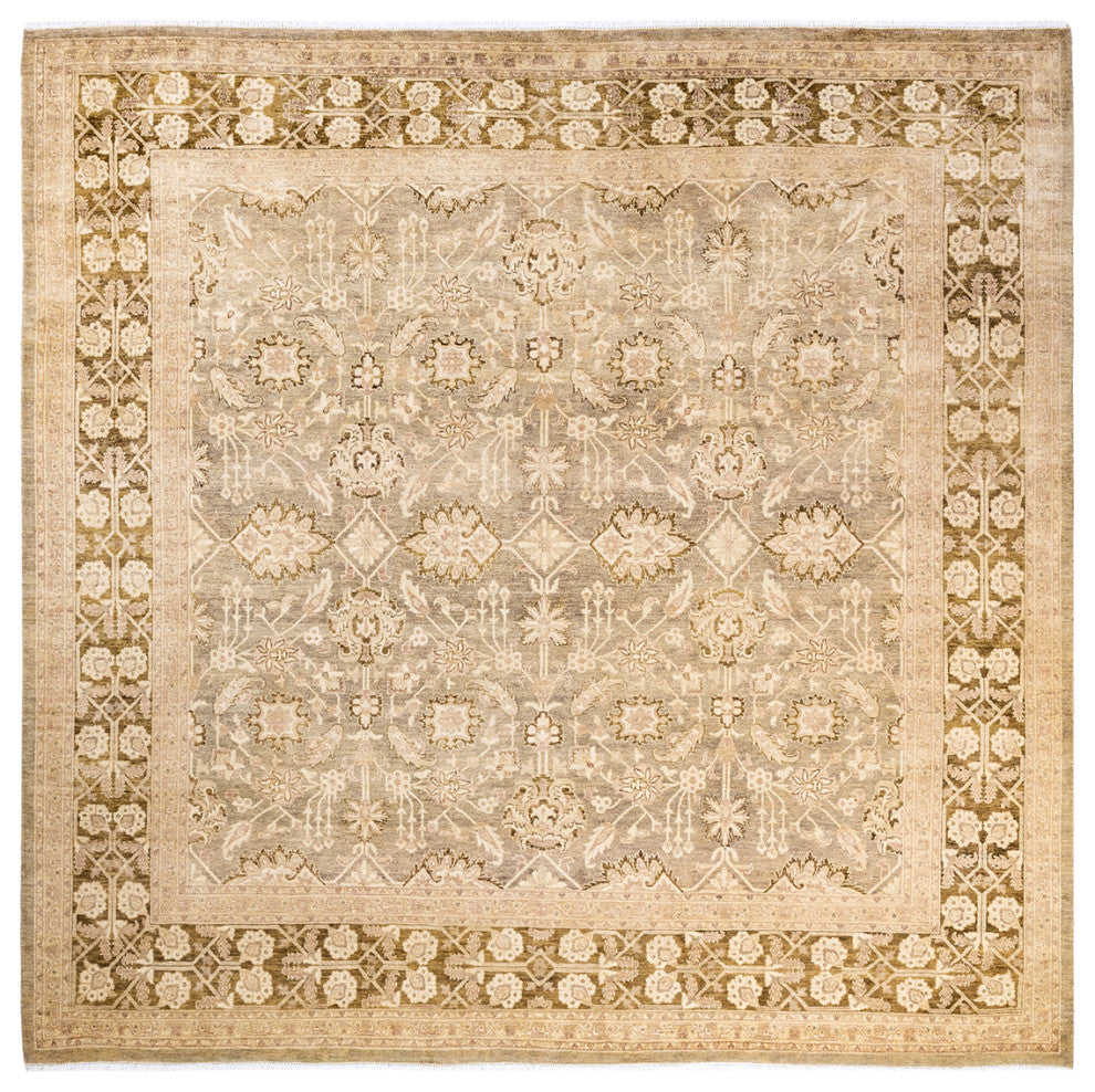 Eclectic, One-of-a-Kind Hand-Knotted Area Rug Ivory, 8'' 8" x 9'' 1"