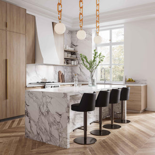 Gala Black Vegan Leather on Adjustable Stool