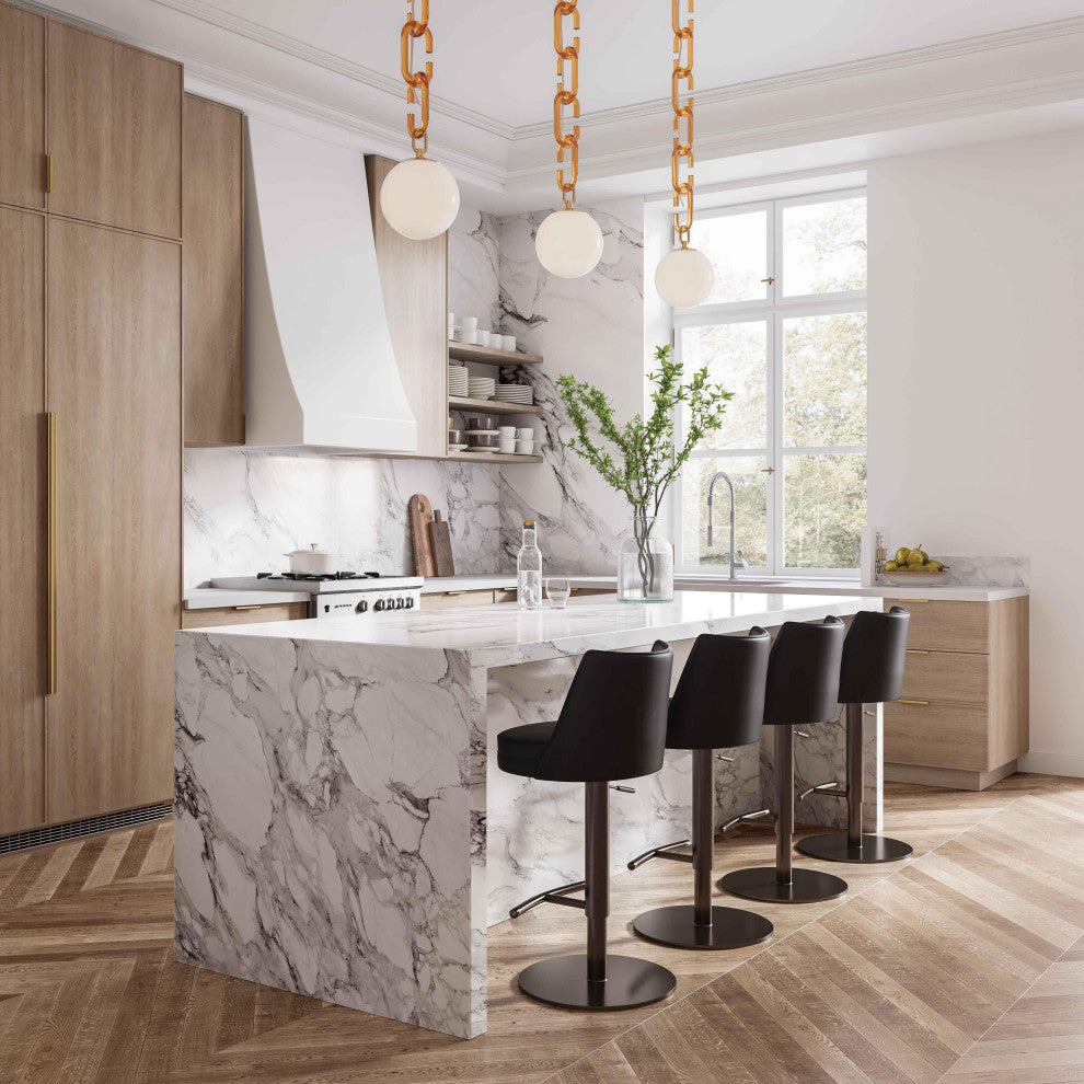 Gala Black Vegan Leather on Adjustable Stool