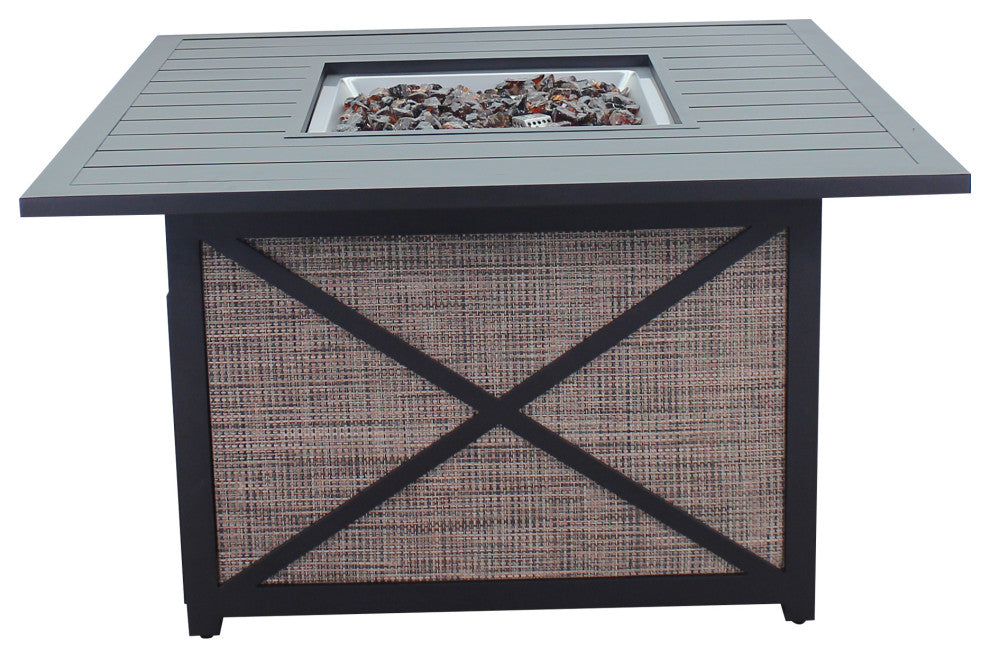 Courtyard Casual Santa Fe 5-Piece Square Fire Pit Set With 4 Sling Chairs, Java