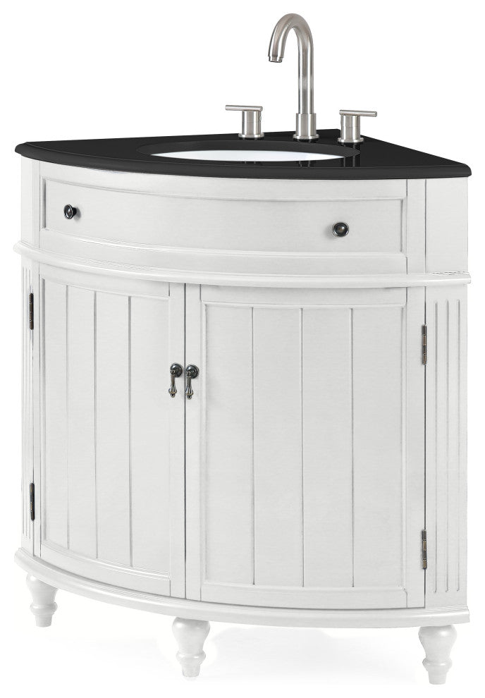 24 Inch Triadsville Grey Corner Design Bathroom Vanity With Quartz Top, White