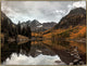 32x24 Colorado Maroon Bells, Framed Artwork, Gold