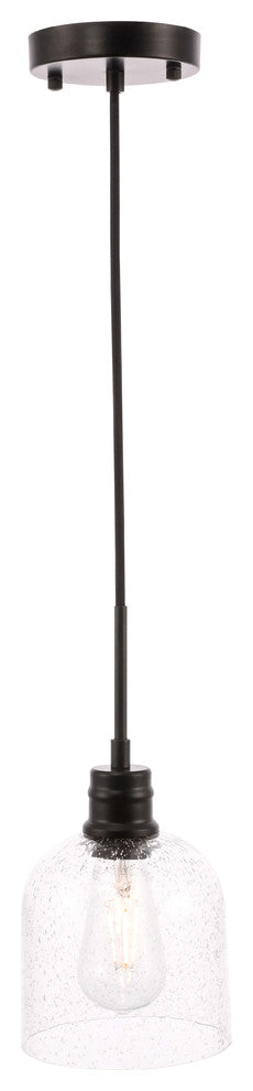 Black Finish And Clear Seeded Glass 1-Light Pendant