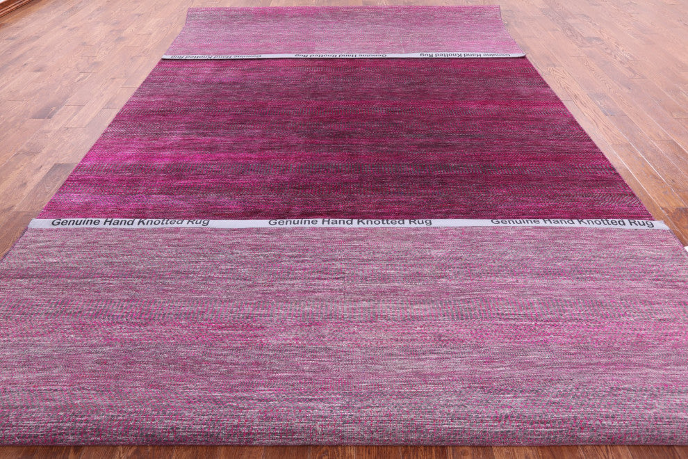 8' 11" X 17' 11" Super Savannah Gabbeh Hand Knotted Wool and Silk Rug Q6113
