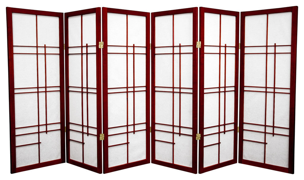 4' Tall Eudes Shoji Screen, Rosewood, 6 Panels