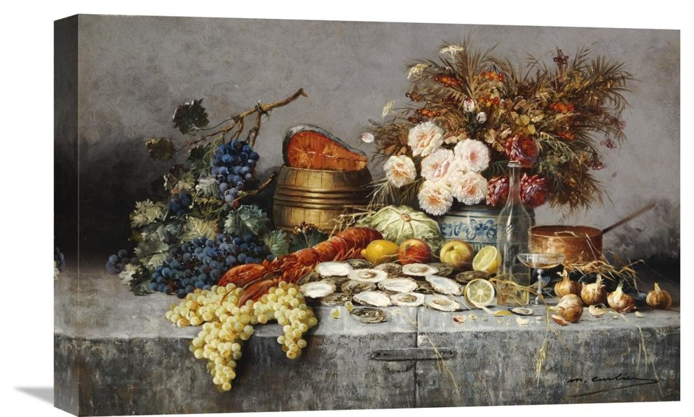 "A Bountiful Table" Stretched Canvas Giclee by Modeste Carlier, 22"x14"
