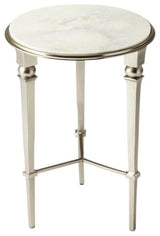 Butler Silver Marble End Table, 1950s-Inspired