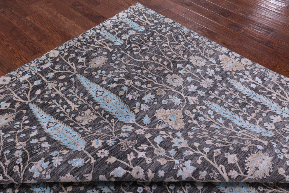 8' 1" X 10' 1" Wool and Silk Persian Ziegler Hand-Knotted Rug Q9240