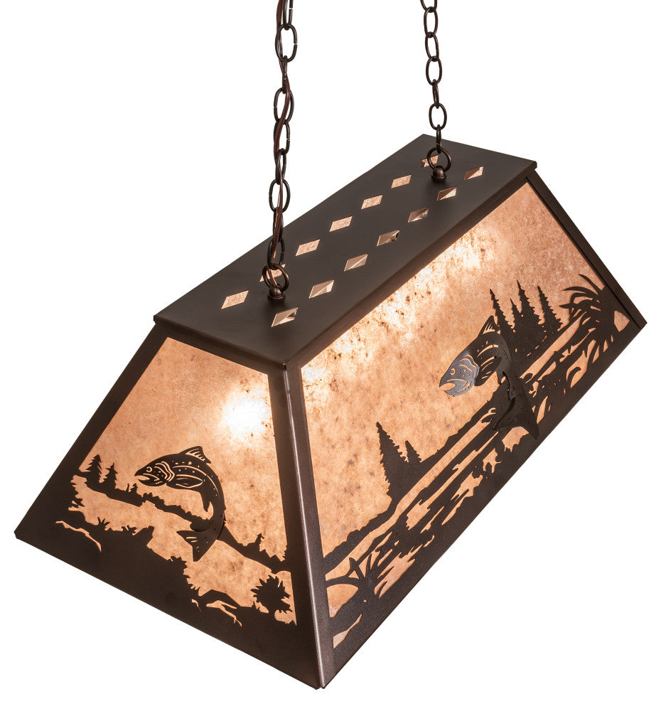 33 Long Leaping Trout Oblong Pendant