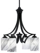 Zilo Downlight, 4 Light, Chandelier, Matte Black Finish, 4" Onyx Swirl Glass