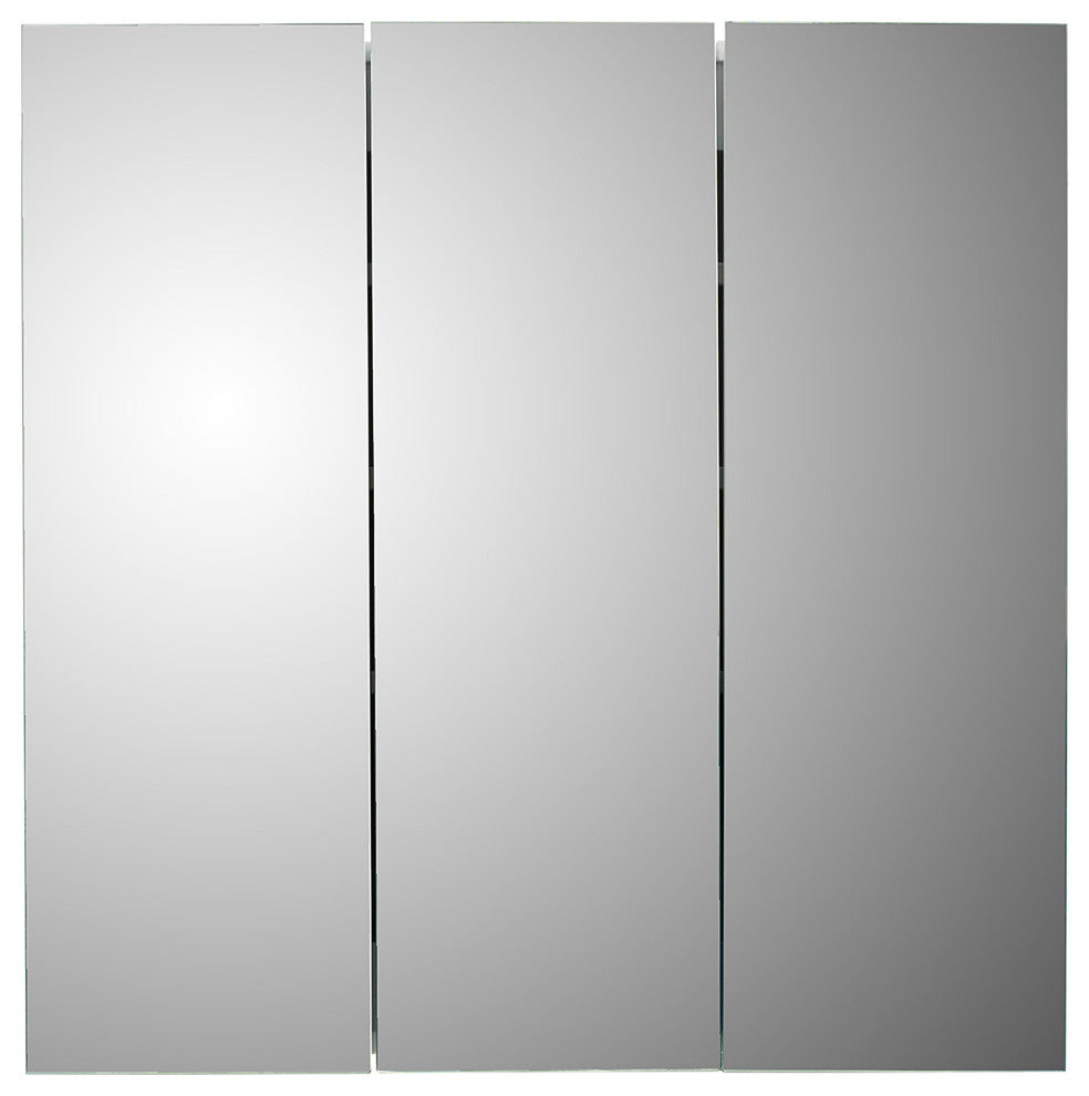 Tri-View Medicine Cabinet, 36"x36", Polished Edge, Surface Mounted