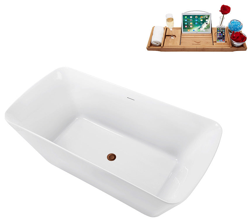 59" Streamline N3700ORB Soaking Freestanding Tub and Tray With Internal Drain