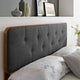 Tufted Headboard, King Size, Wood, Fabric, Brown Walnut Gray, Modern