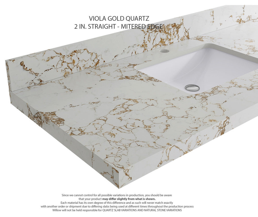 Boston 36" Center Sink Bath Vanity in Fine Grain 2" Viola Gold