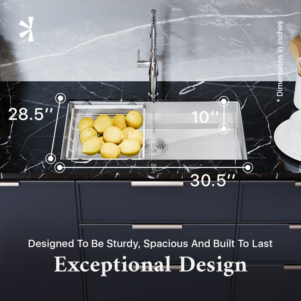 Eviva Aries 30" x 18" Stainless Steel Undermount Kitchen Sink