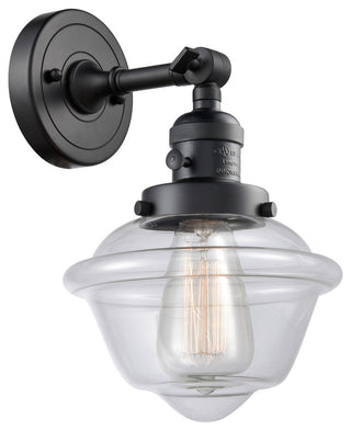 Small Oxford 1-Light Sconce, Matte Black, Glass: Clear