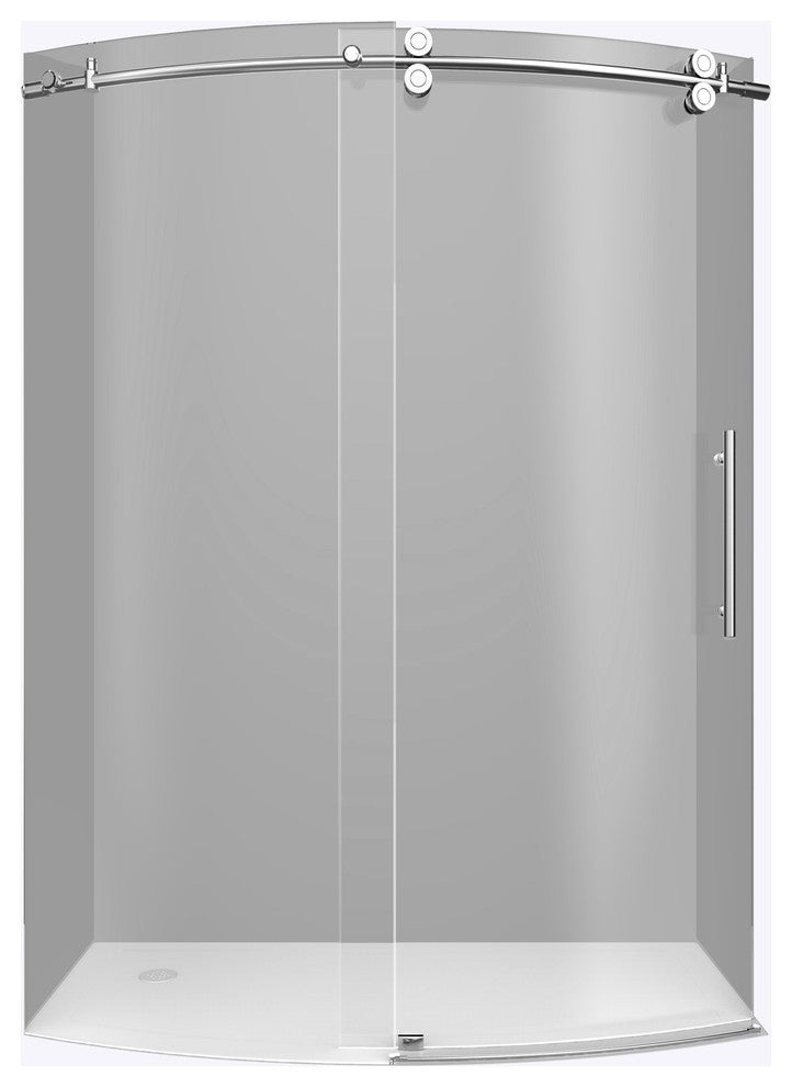 ZenArch 56-60"x75" Frameless Bowfront Sliding Shower Door, Chrome, Right Open