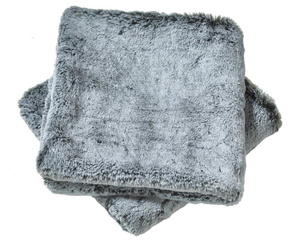 Heavy Faux Fur Throw Pillow Covers 2pcs Set, Black, 26''x26''
