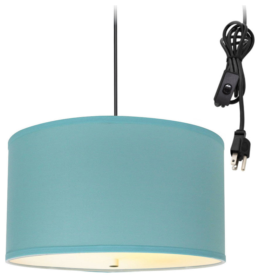 2 Light Swag Plug-In Pendant 18"w Island Paridise Blue with Diffuser, Black Cord