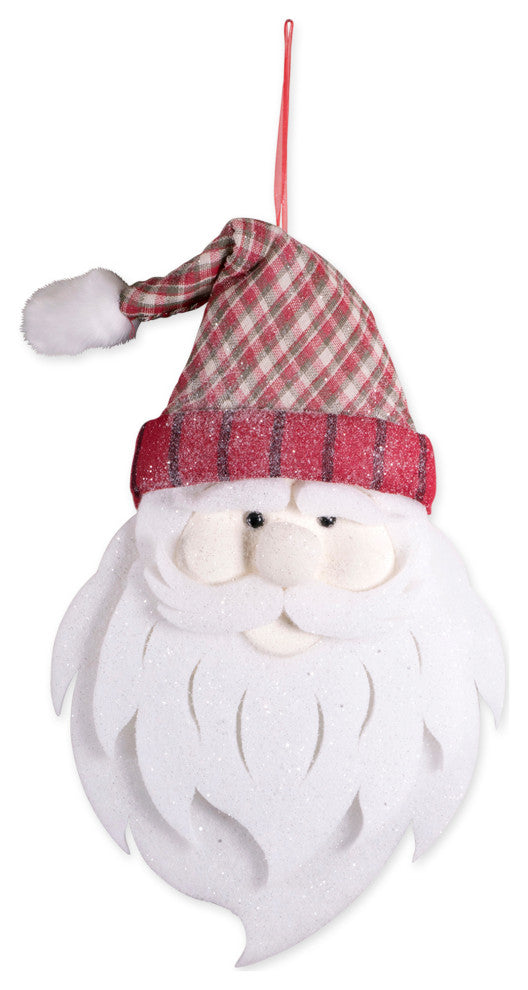 Hanging Foam Santa With Plaid Hat