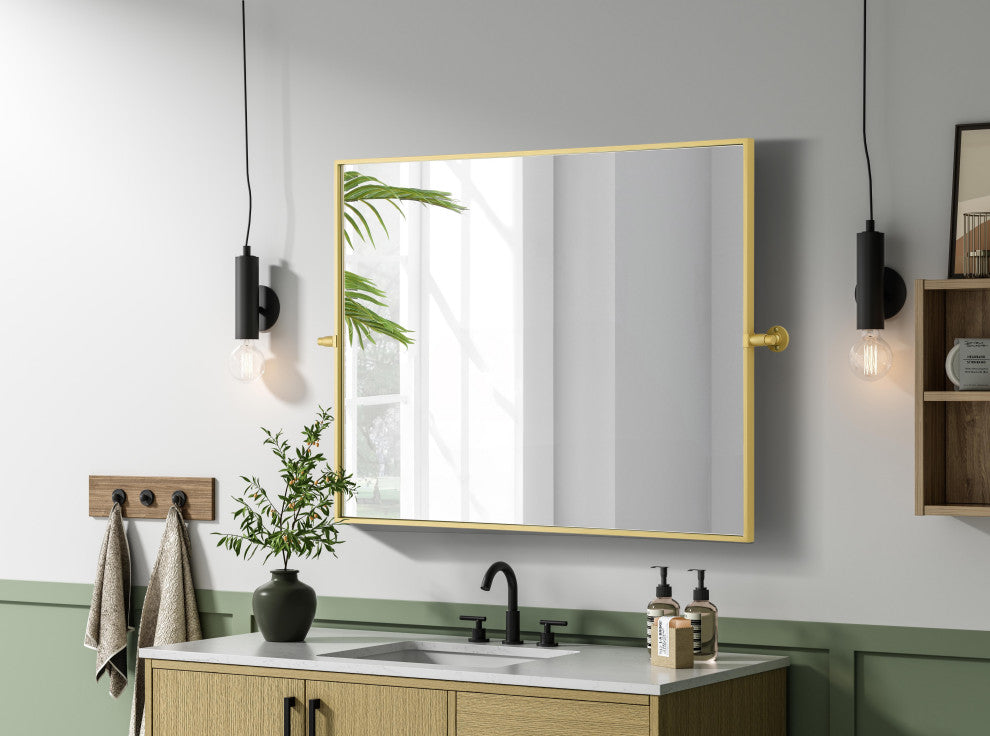 Home Living 40x30 Pivot Mirror, Brass