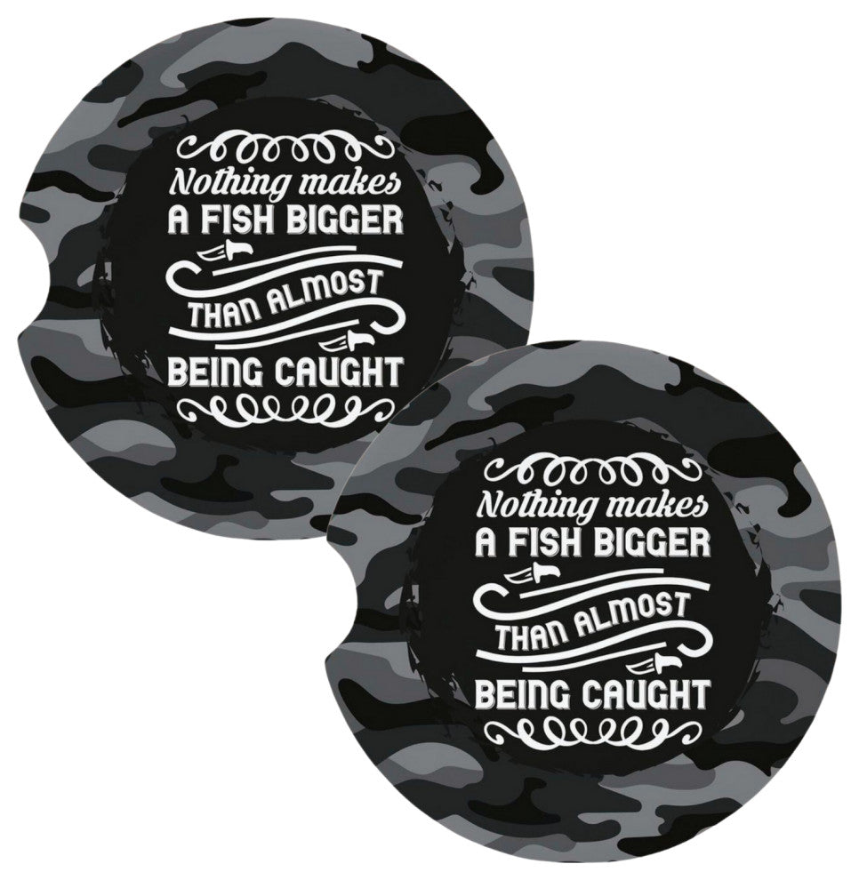 Nothing Makes A Fish Bigger Fishing Coasters for Car Cup Holders Set of 2