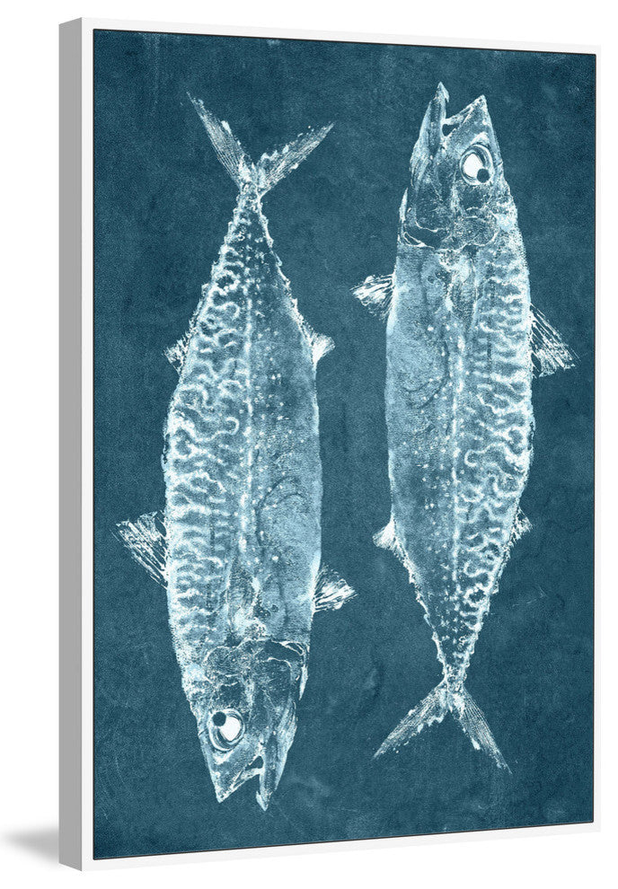 "Two Fish II" Floater Framed Painting Print on Canvas, 40"x60"