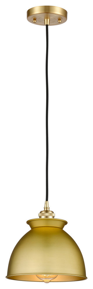 Adirondack 1-Light 8" Cord Mini Pendant, Satin Gold Shade
