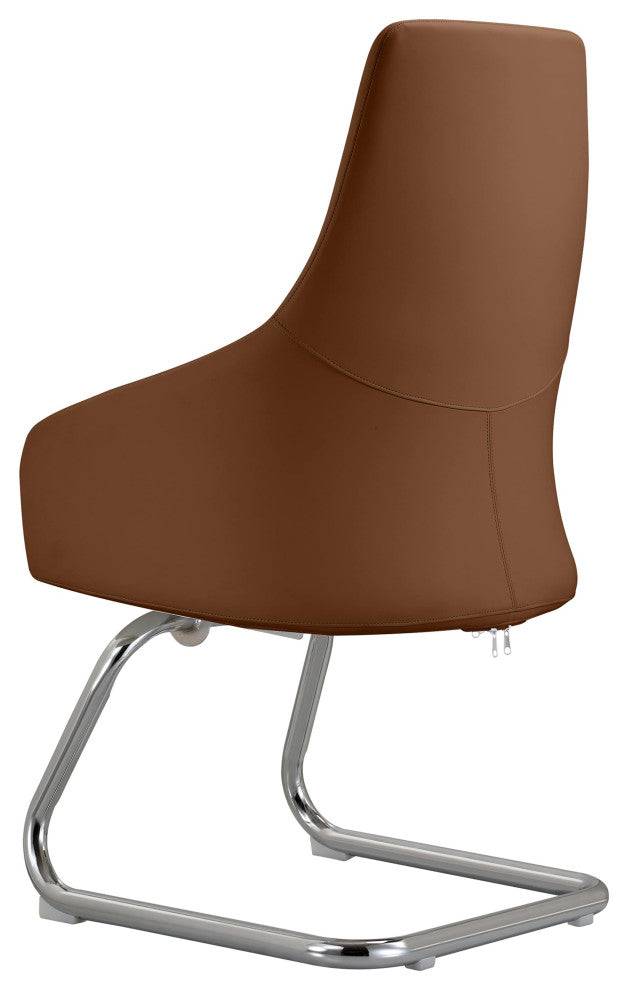 LeisureMod Celeste Leather Conference Office Chair With and Armrest, Dark Brown