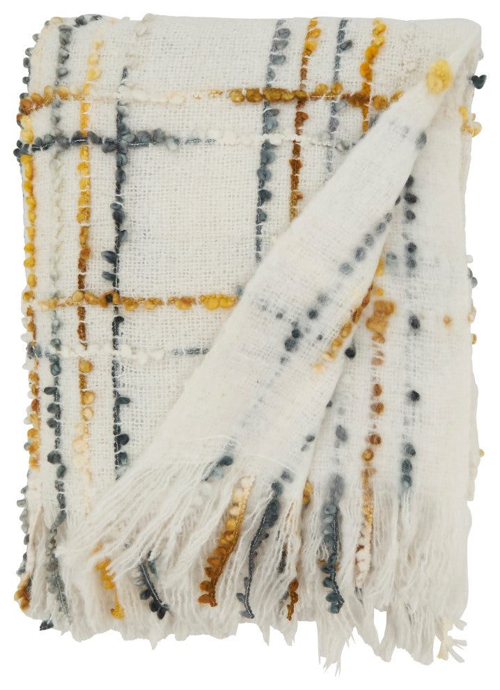 Cozy Crosshatch Knit Fringed Throw, Multi, 50"x60"