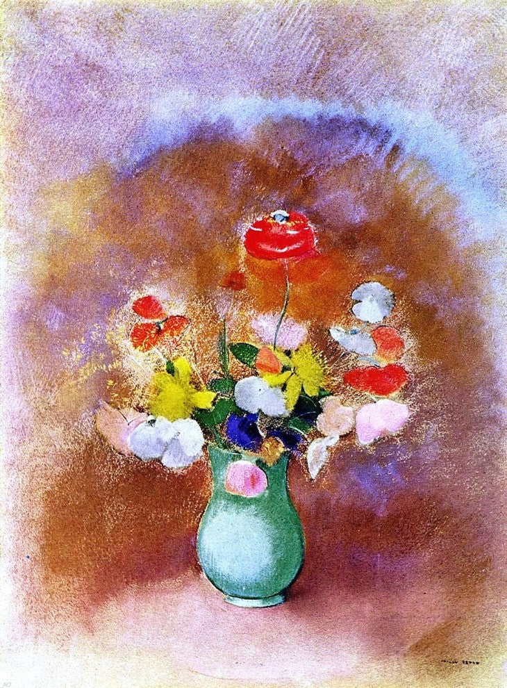 Odilon Redon Poppies in a Vase, 21"x28" Wall Decal Print