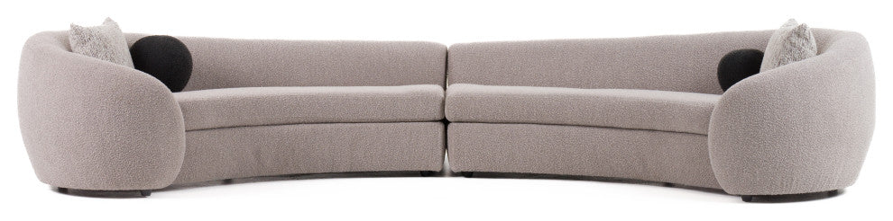 Modrest - Kilmer Modern Grey Curved Fabric Sectional Sofa